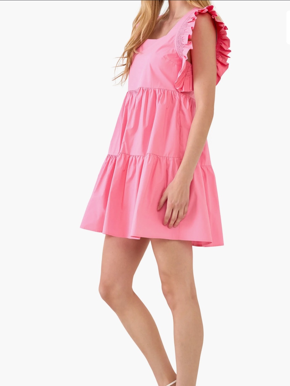NWT English Factory Pink Tiered Ruffle Sleeve Dress